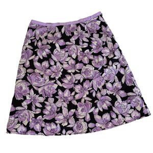 Rafaella‎ Skirt Women 10 Black Purple Floral Coquette Whimsigoth Fairy Cottage